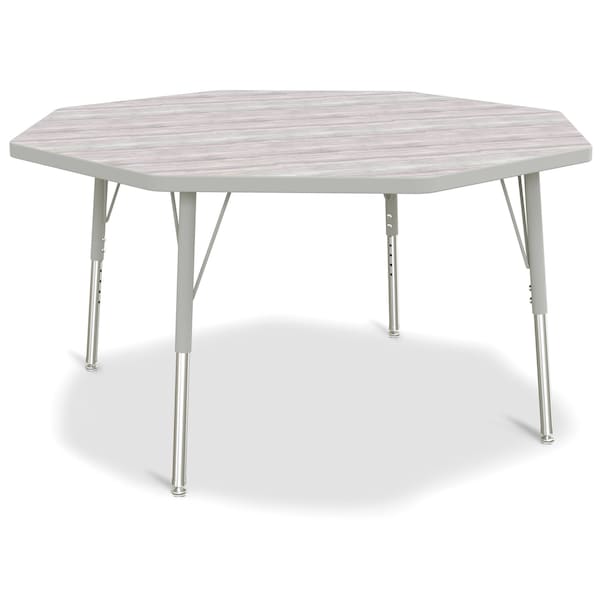 Jonti-Craft Berries Octagon Activity Table, 48 in. x 48 in., E-height, Driftwood Gray/Gray/Gray 6428JCE450 - main